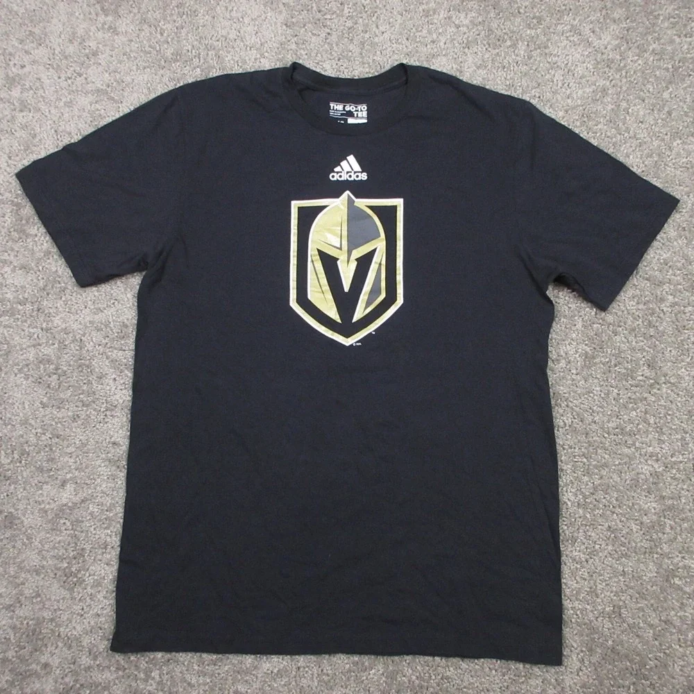 Las Vegas Golden Knights Shirt Mens Large Black Adidas NHL Hockey‎ Logo